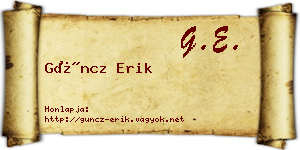 Güncz Erik névjegykártya